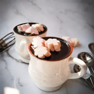 Homemade hot chocolate with marshmallows