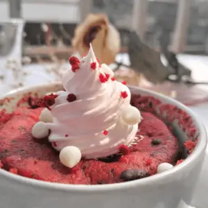 Eggless red velvet mug cake recipe