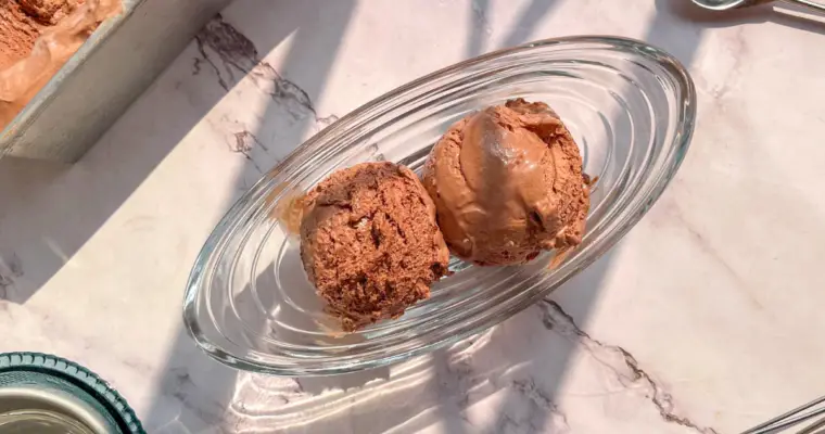 No churn chocolate ice cream with cocoa powder